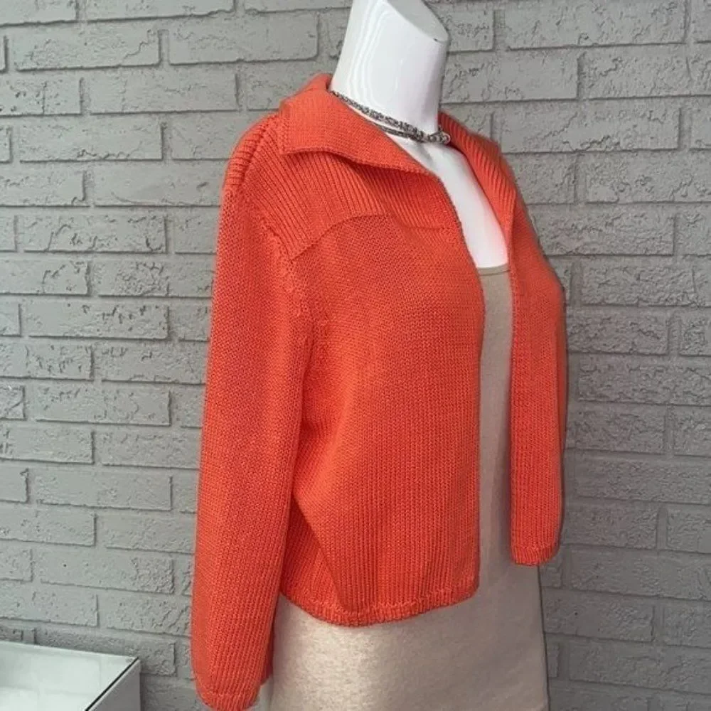 Belford Orange Knit Open Front Cropped Cardigan Size M